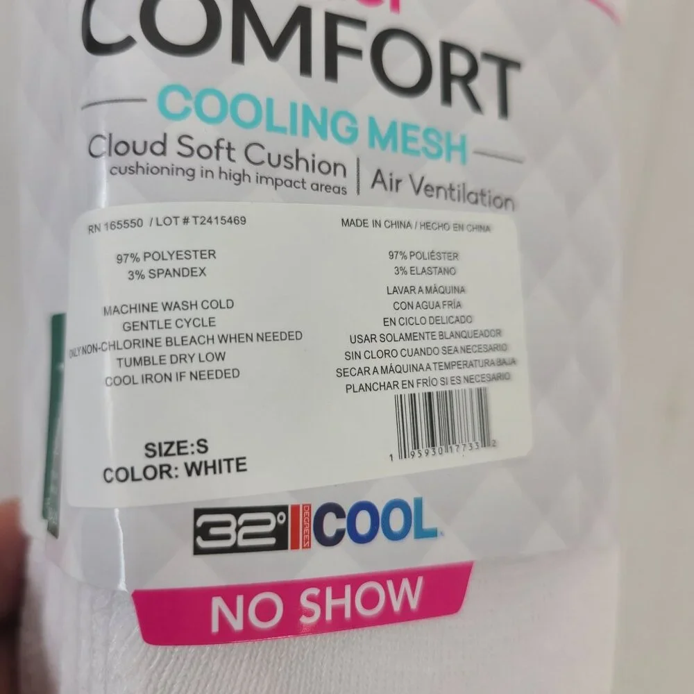 NWT Inner Comfort No Show Socks 6 Pairs Womens White Soft Cushion Sz S
